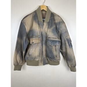 Adventure Bound Leather Bomber Jacket Mens Size M Brown 80s Aviator Vintage